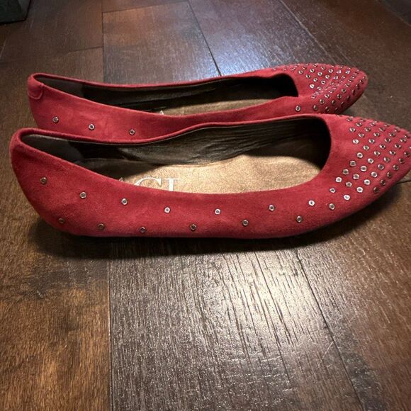 Attilio Giusti Leombruni (AGL) berry red suede ballet flats with metal embellish - Picture 4 of 9
